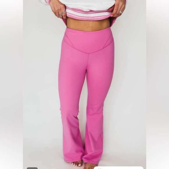 Mono B Pants - Mono B Vibrant Pink Flare yoga pants